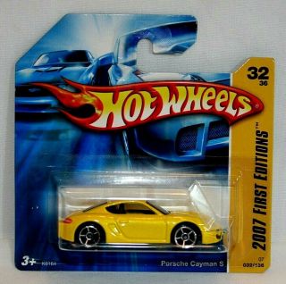 2007 Hot Wheels First Editions 32/36 Yellow Porsche Cayman S 1/64 32 Short Card