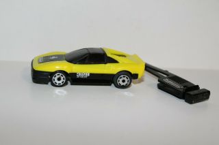 1986 Matchbox Burnin Key Cars Ferrari 328 Yellow & Black W/ Power Key Launcher