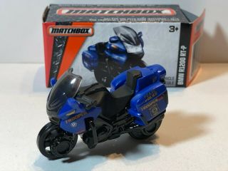 Matchbox Bmw R1200 Rt - P State Police Motorcycle Blue Power Grabs W/ Picture Box