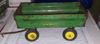 Vintage Usa Made John Deere Metal 8” Toy Farm Trailer For Restoration