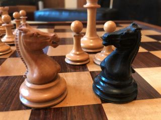 Jaques 1851/2 Staunton Chess Set,  King Nr 9cm,  Boxwood And Ebony