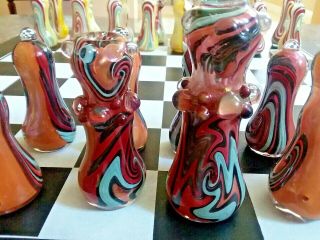 One Of A Kind The Art Of War Hand Blown Glass Chess Set With Leather Board