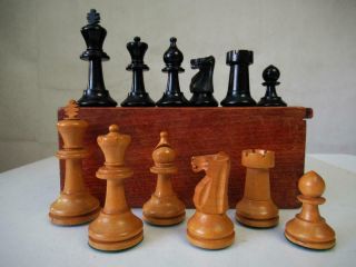 Vintage Chess Set Sutton Coldfield? Tournament Weighted Staunton Pattern K 98 Mm