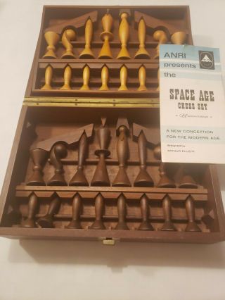 Anri Space Age Chess Set Fitted Case Designed By Arthur G.  Elliott Of Disney