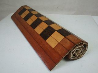Antique German Or English Chess Board Large Roll Up Campaign 45cm Sqs Of 45 Mm