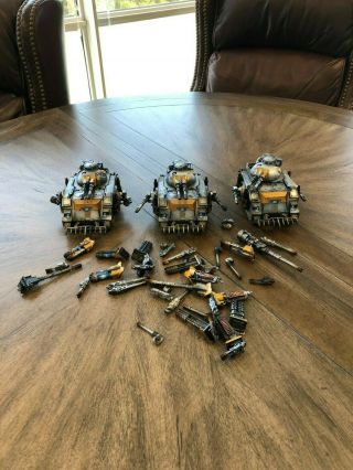3 Warhammer 40k Chaos Space Marines Predator Tanks.  Pro Painted And Fully Magni