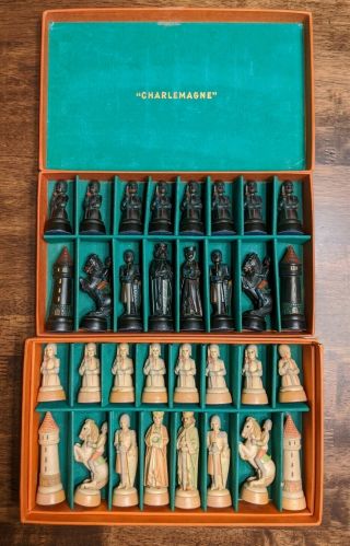 Vintage Italian Anri Toriart Charlemagne Hand Crafted Hand Painted Chess Set