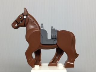 Lego Brown Horse W Movable Back Legs – Black Bridle – White Blaze – Saddle