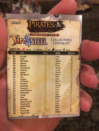 Pirates Cursed Seas - Fire And Steel Near Complete Set - Pirates Csg Wizkids