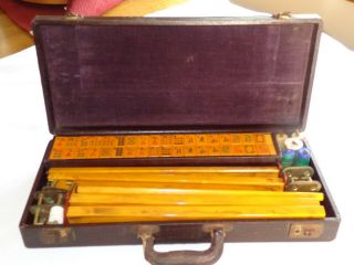 1940s Butterscotch Bakelite Mah Jong Jongg Mahjong Game Set In Case