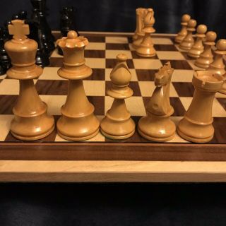 Vintage Staunton Complete Chess Set & Case France 3.  5” King 2