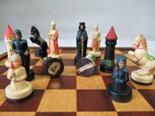 Vintage Travel Chess Set By Anri Charlemagne Magnetic And Org Cabinet Display