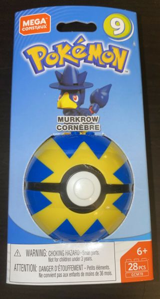 Pokemon Mega Construx Murkrow Poke Ball Series 9 Cornebre.  Str10