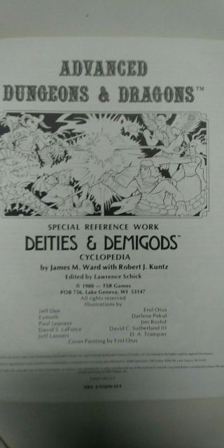 TSR Deities & Demigods 144 pages 1980 Dungeons & Dragons AD&D RPG 2