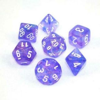 Chessex Borealis Dice Poly Set Purple W/white (7) (1st Ed) Nm