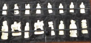 Small Traveling Chess Set Carved Bone
