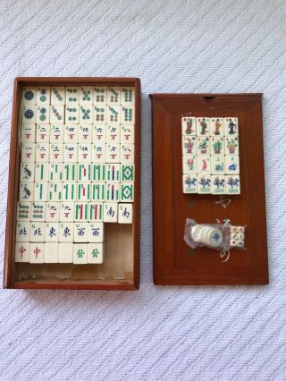 152 Tile Bone And Bamboo Mahjong Set In Wooden Slide Box - Dragon Jokers