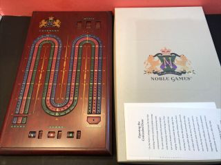 Noble Games Limited Edition Cribbage Board Set Cherry Wood & Leather