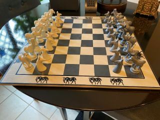 Ten Thousand Villages Alabaster Chess Set - Large 18 "