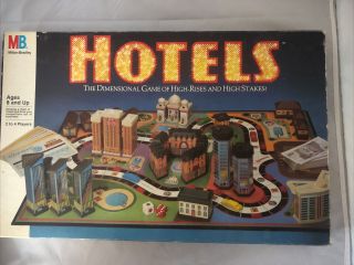 Rare - Vintage - 1987 Milton Bradley - Hotels,  3d Board Game - 100 Complete