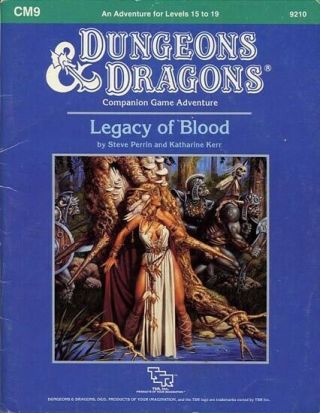Cm9 Legacy Of Blood Exc Tsr D&d Module Adventure Dungeons Dragons Companion