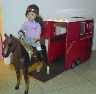 Our Generation Mane Attraction Horse Trailer For 18 " Dolls With Ag Doll & Horse