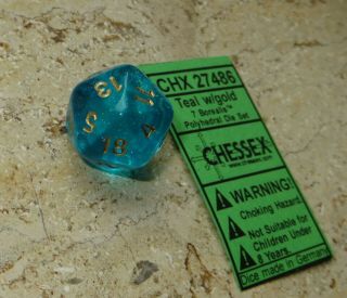 Chessex Borealis Teal Og D20,  Poly - Set Card - Oop Dice