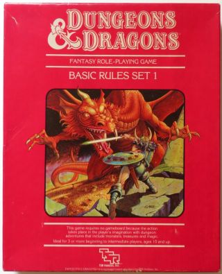 Tsr Dungeons And Dragons Basic Rules Set 1 W/ Box - Dice / Crayon / 3 Books