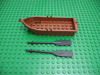 Lego Reddish Brown Row Boat 5 X 14 X 2 W/black Oar 7071 7073 2551 4794b