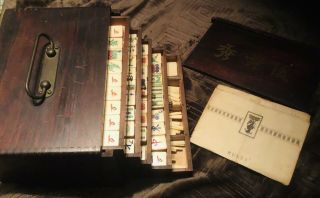Antique 1920s - 1930s Bone & Bamboo Mahjong Game (144 Tiles)