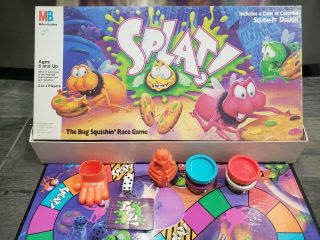 Vintage 1990 Milton Bradley Splat Bug Board Game Complete W/ Play Doh Rare
