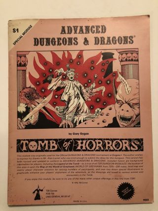 Tsr Advanced Dungeons & Dragons Special Module S1 Tomb Of Horrors 1978