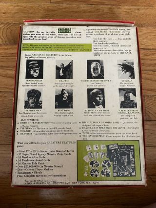 Creature Features The Game Of Horror Vintage 1975 Board Game 2