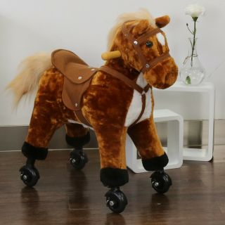 Kids Walking Pony Rocking Horse Ride On Toy Plush Baby Toddler Rocker W/ Sound