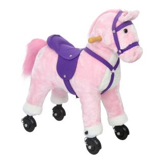 Kids Plush Toy Rocking Horse Ride On Pony Rocker Toy With Neigh Sounds