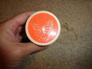 Vintage Duncan Yo - Yo Butterfly White With Orange Tampo/ Sticker