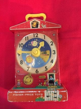 Vintage Fisher - Price Music Box Teaching Clock 998