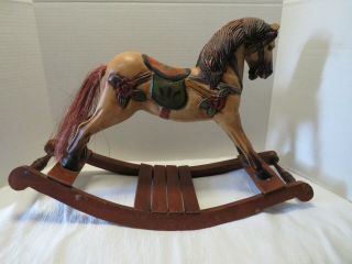 Vintage Doll Rocking Horse Hand Carved Solid Wood 24 "