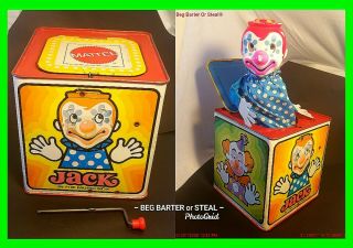Vtg 1971 Mattel Clown Jack In The Music Box Pop Toy Tin