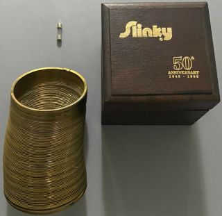 Slinky 50th Anniversary 1945 - 1995 Gold Plated W/ Wood Box Rare