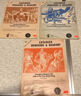 3 Tsr Ad&d 1st Edition Dungeon Module G1,  G2,  G3 1978