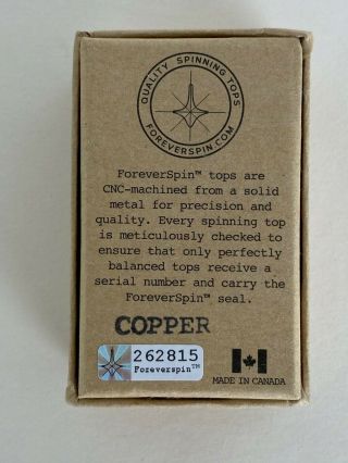 ForeverSpin Copper Collectible Spinning Top with Box Serial Number 2