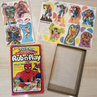 Spider Man Spider - Man Rub N Play Magic Transfer Set Colorforms 1978 Great