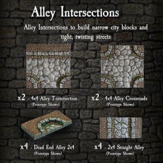 Dwarven Forge Fantasy Terrain 28mm Alley Intersections Nm