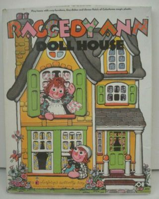 Large Vintage Raggedy Ann Doll House Colorforms 1974 With Booklet