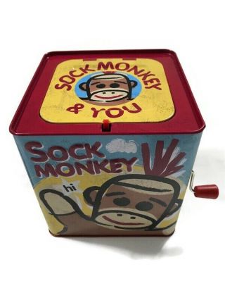 2008 Schylling Sock Monkey Metal Jack In The Box