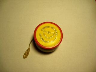 Vintage Duncan Butterfly Yoyo Red &white W/ Gold Outline