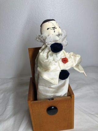 Jack - In - The - Box - Vintage - White Clown - Wooden Box - Collectible 1980s