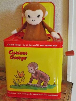 Schylling Curious George Monkey Jack N Box Metal Tin Pop Goes The Weasel Musical