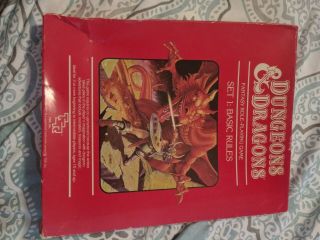 Dungeons & Dragons Basic Rules Set 1 - 1011 1983 Box With Manuals,  Dice,  & Ads